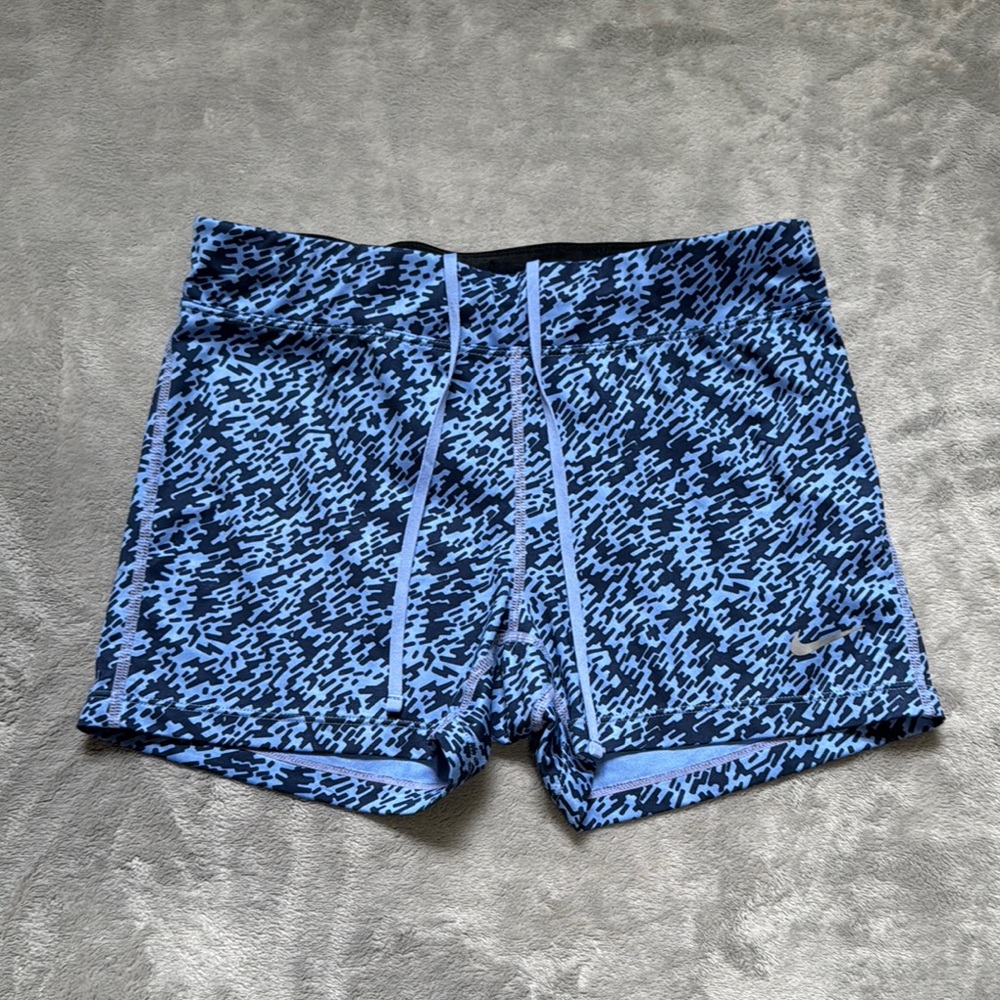 Nike Blue and Black Patterned Dri-Fit Shorts
